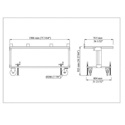 Aardwolf Table Dolly DT01 dimensions