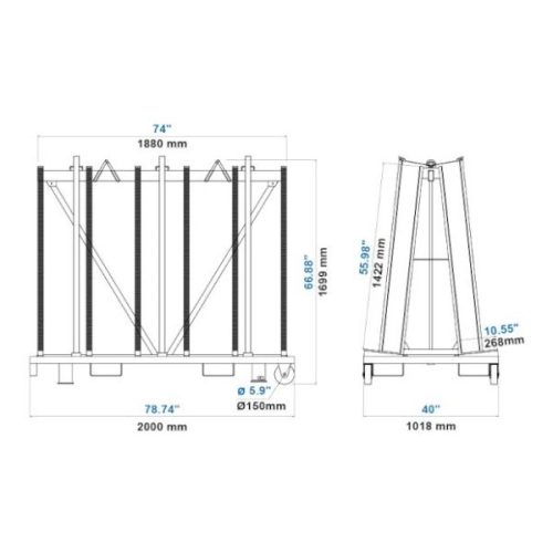 Aardwolf Transport Frame Galvanized TF2000G dimensions