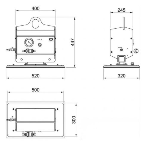 Aardwolf Vacuum Block Lifter 837lbs AVBL380 dimensions