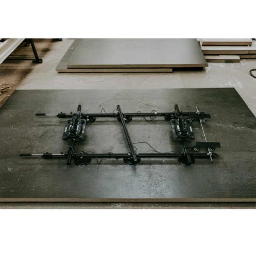 GRABO Panel Pro modular rail transport system with synchronized suction cups for moving large-format panels